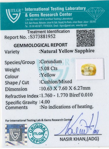 Yellow Sapphire - 5.08 Carat