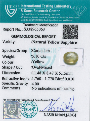 Yellow Sapphire - 5.1 Carat
