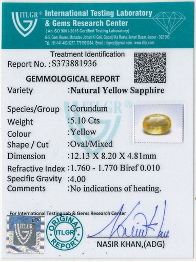 Yellow Sapphire - 5.1 Carat