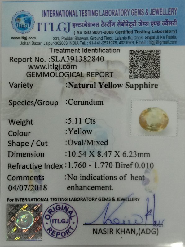 Yellow Sapphire - 5.11 Carat