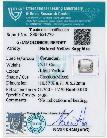 Yellow Sapphire - 5.11 Carat