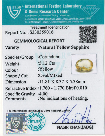 Yellow Sapphire - 5.12 Carat
