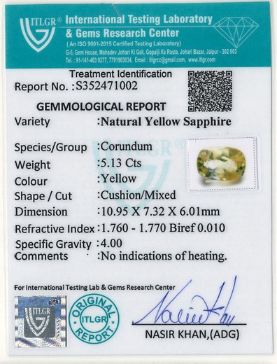 Yellow Sapphire - 5.13 Carat