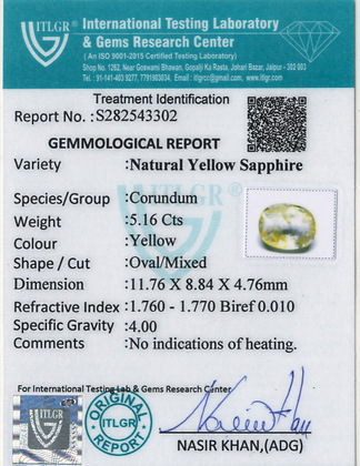 Yellow Sapphire - 5.16 Carat