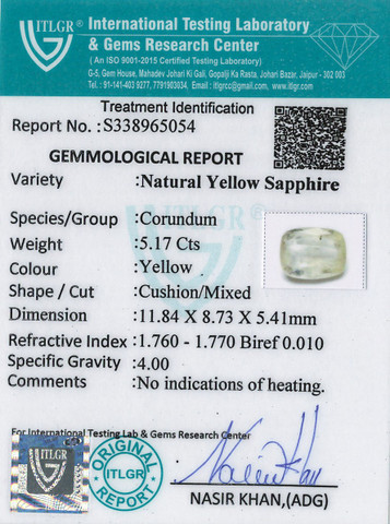 Yellow Sapphire - 5.17 Carat