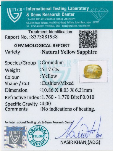 Yellow Sapphire - 5.17 Carat