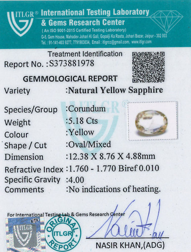 Yellow Sapphire - 5.18 Carat
