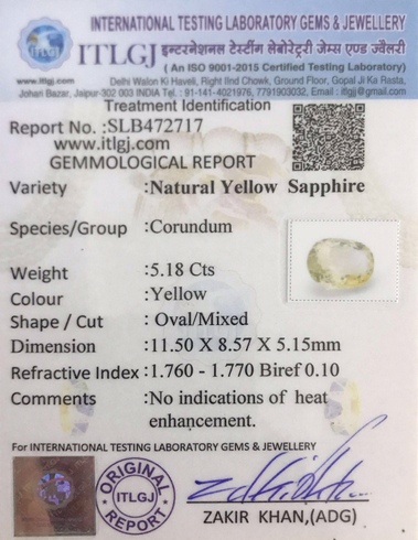 Yellow Sapphire - 5.18 Carat