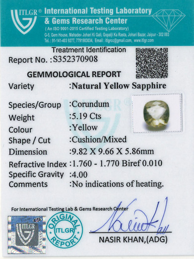 Yellow Sapphire - 5.19 Carat
