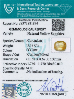 Yellow Sapphire - 5.19 Carat