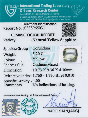 Yellow Sapphire - 5.2 Carat