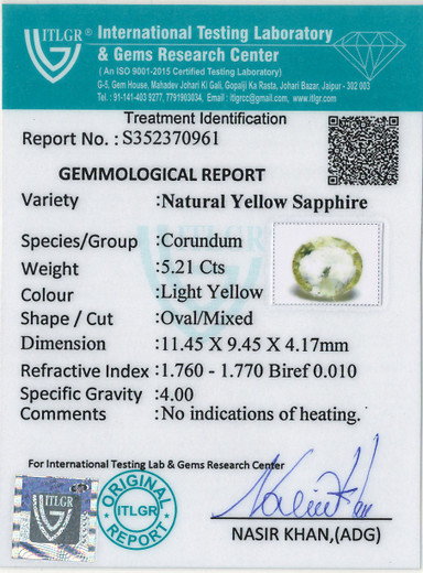 Yellow Sapphire - 5.21 Carat