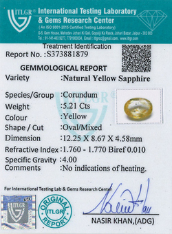Yellow Sapphire - 5.21 Carat