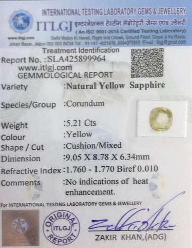 Yellow Sapphire - 5.21 Carat