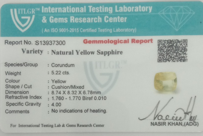Yellow Sapphire - 5.22 Carat