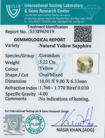 Yellow Sapphire - 5.22 Carat