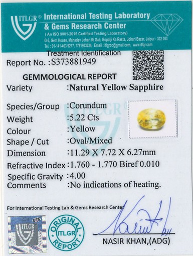 Yellow Sapphire - 5.22 Carat