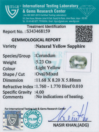 Yellow Sapphire - 5.23 Carat