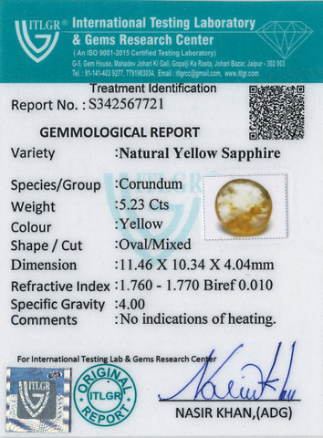 Yellow Sapphire - 5.23 Carat