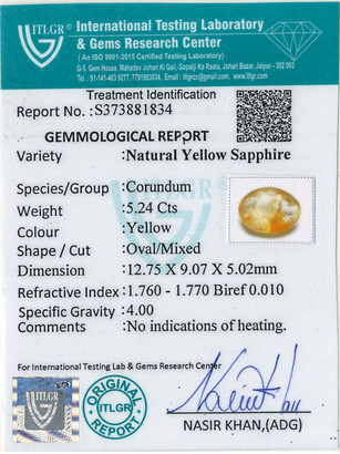 Yellow Sapphire - 5.24 Carat