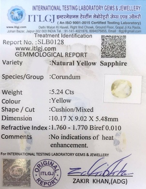 Yellow Sapphire - 5.24 Carat