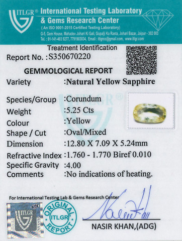 Yellow Sapphire - 5.25 Carat