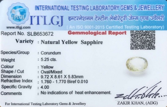 Yellow Sapphire - 5.25 Carat