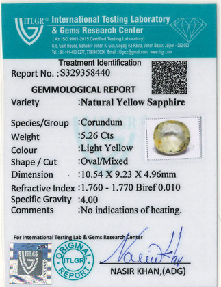 Yellow Sapphire - 5.26 Carat