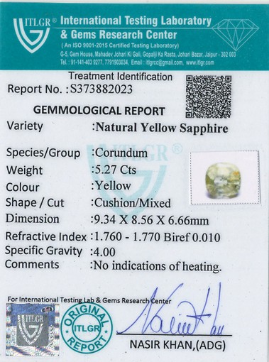 Yellow Sapphire - 5.27 Carat