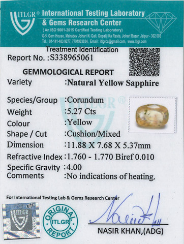 Yellow Sapphire - 5.27 Carat