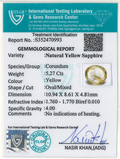 Yellow Sapphire - 5.27 Carat