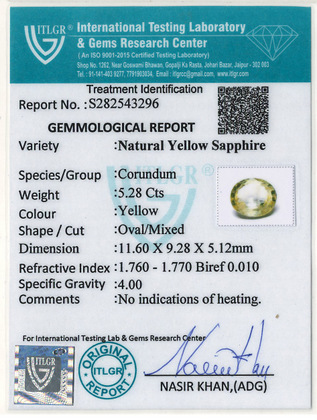 Yellow Sapphire - 5.28 Carat