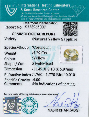 Yellow Sapphire - 5.29 Carat