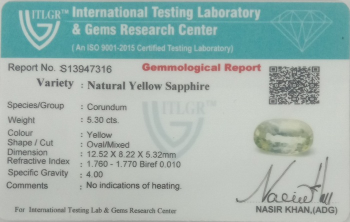 Yellow Sapphire - 5.30 Carat
