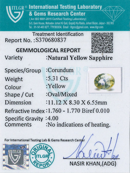 Yellow Sapphire - 5.31 Carat