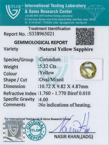 Yellow Sapphire - 5.32 Carat