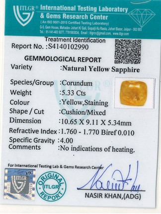 Yellow Sapphire - 5.33 Carat