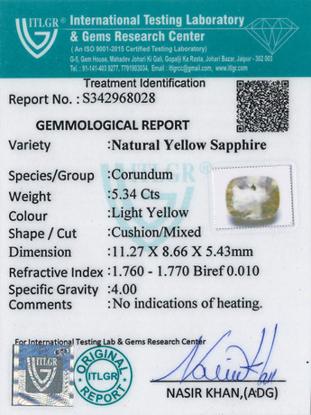 Yellow Sapphire - 5.34 Carat