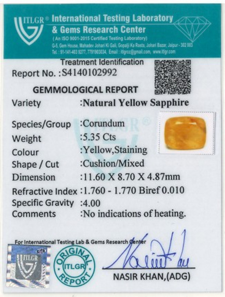 Yellow Sapphire - 5.35 Carat