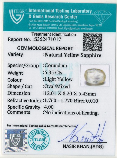 Yellow Sapphire - 5.35 Carat