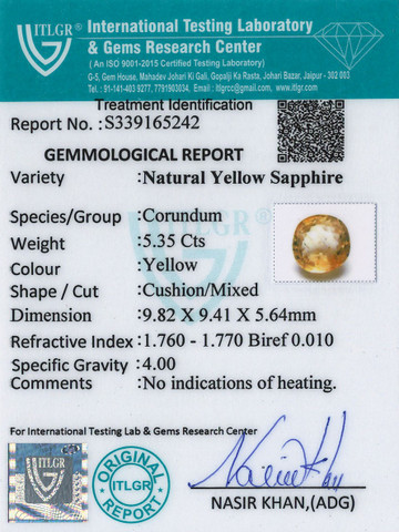 Yellow Sapphire - 5.35 Carat