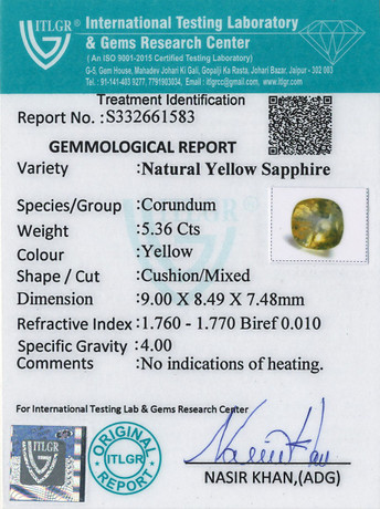 Yellow Sapphire - 5.36 Carat