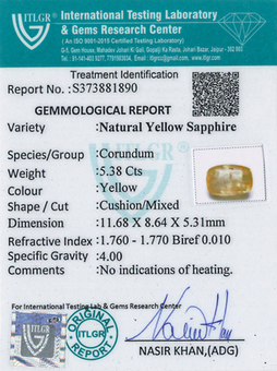 Yellow Sapphire - 5.38 Carat