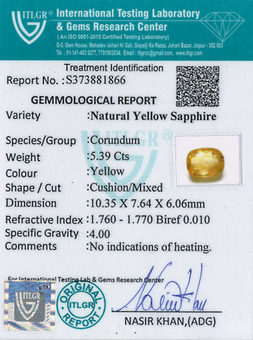 Yellow Sapphire - 5.39 Carat