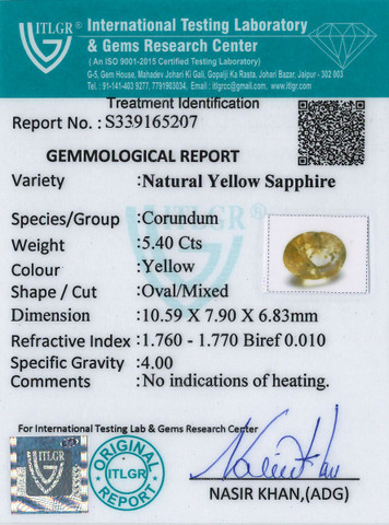 Yellow Sapphire - 5.4 Carat