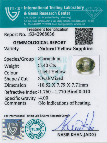 Yellow Sapphire - 5.4 Carat