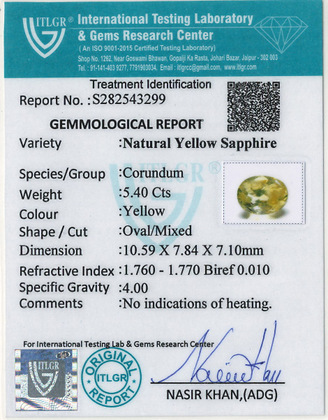Yellow Sapphire - 5.4 Carat