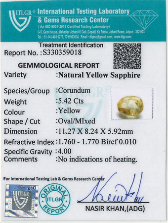 Yellow Sapphire - 5.42 Carat