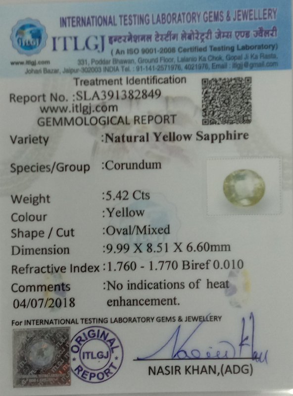 Yellow Sapphire - 5.42 Carat