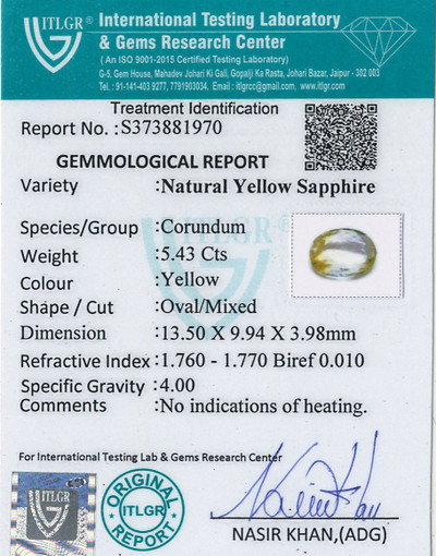 Yellow Sapphire - 5.43 Carat